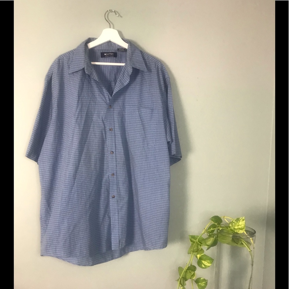 Men’s blue XL plaid button up shirt – Puritan brand